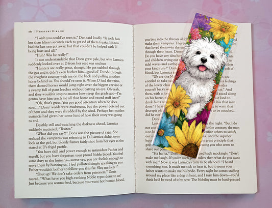 Maltese Dog Sunflower Sunflowers Bookmark Novel Book 4 DESIGNS