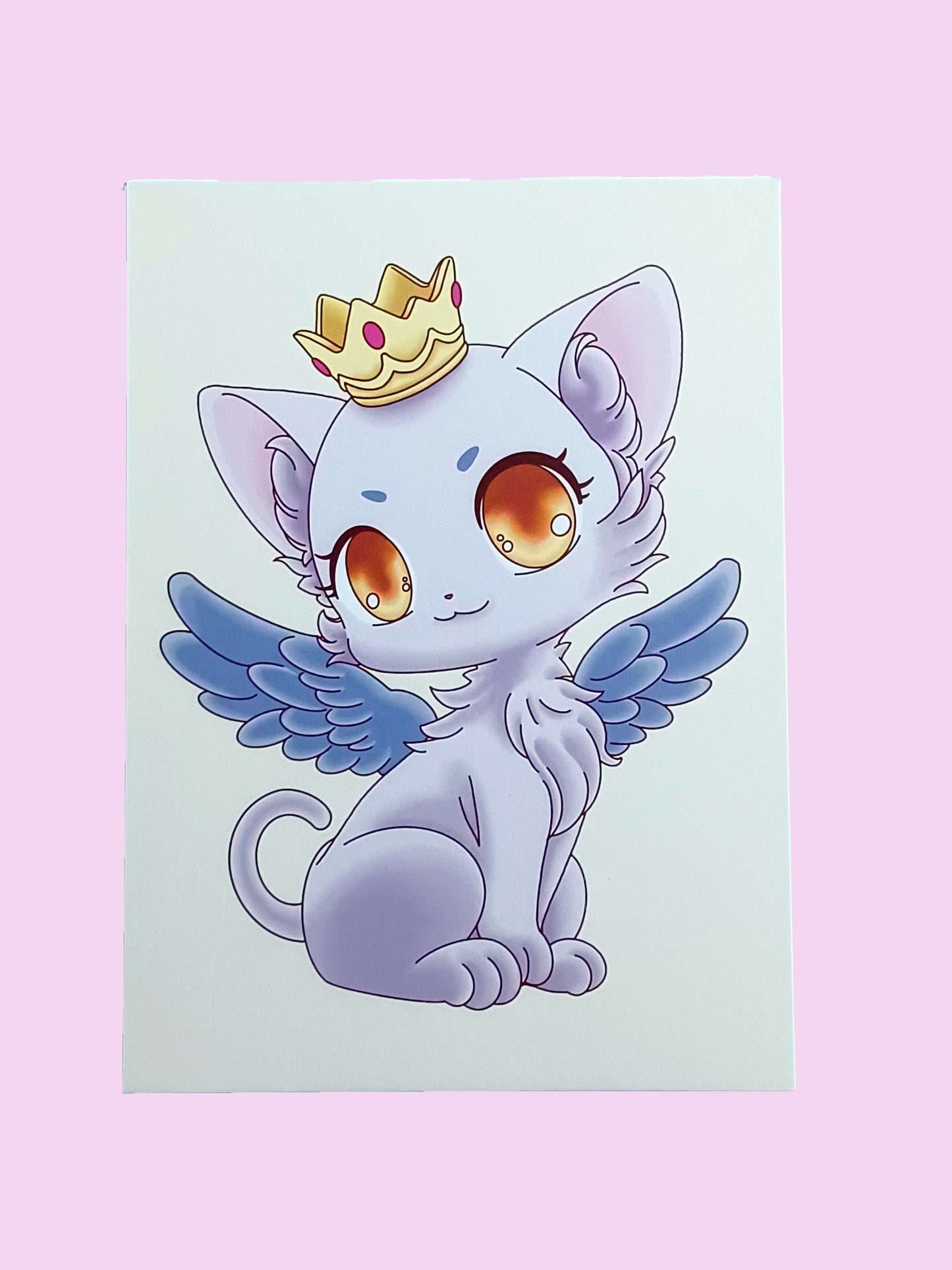 Naya Print Wall Art Gift Decor Photo Kawaii Style Home Aesthetic Angel Cat Kitty Pastel Cute 5x7