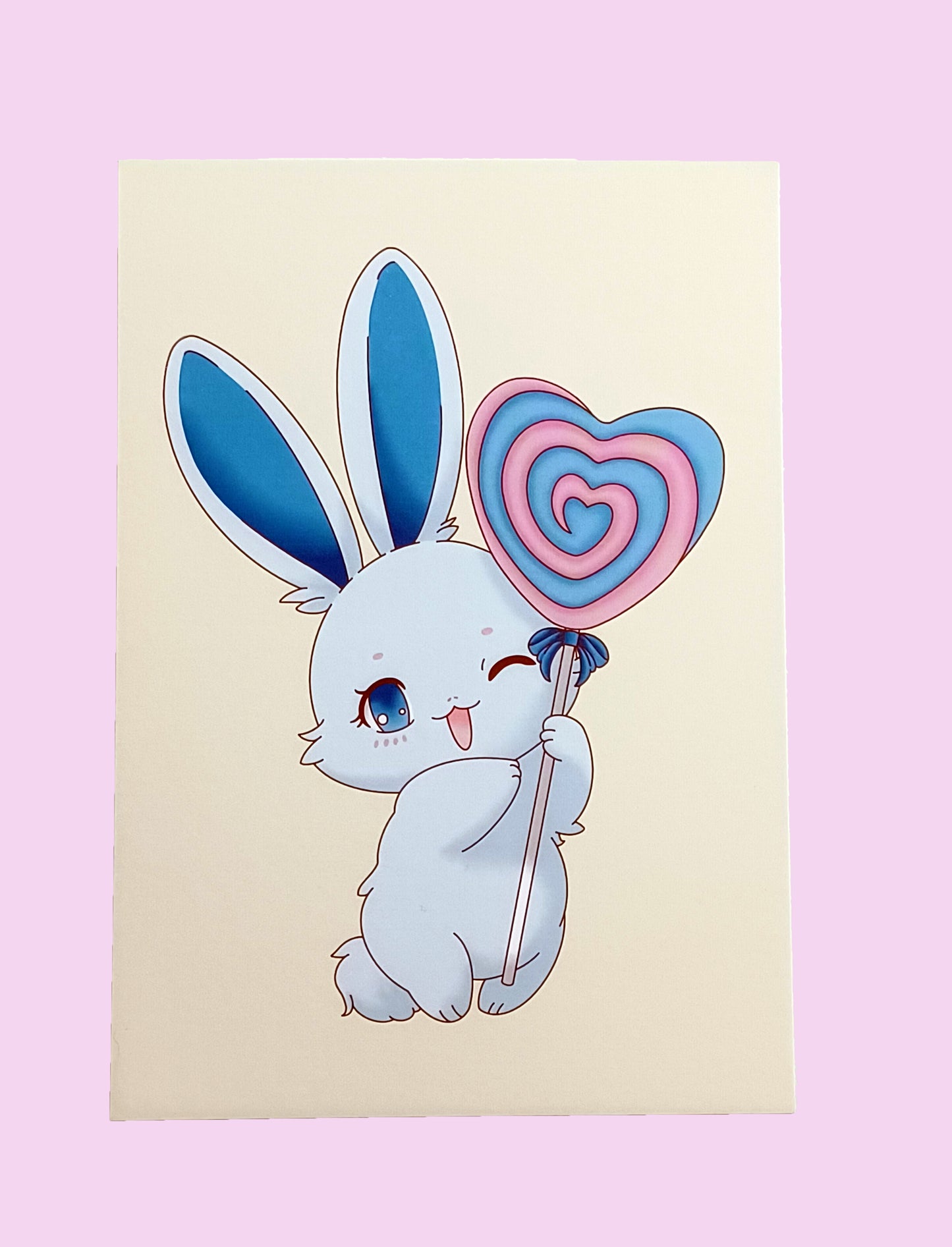 Bun Love Lolli Print Wall Art Gift Decor Photo Kawaii Style Home Aesthetic Pastel Rabbit Bunny Cute 5x7