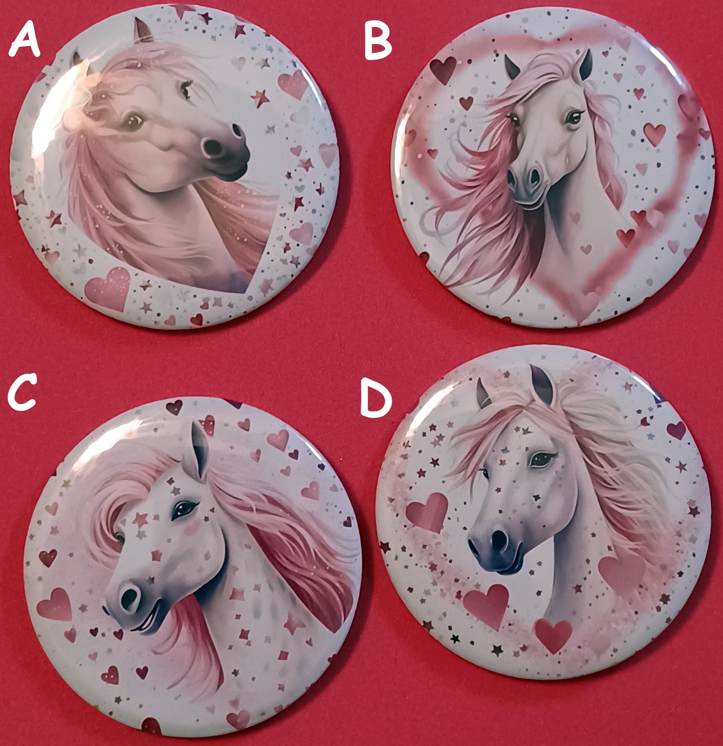Horses Pin Back Buttons 2.25"