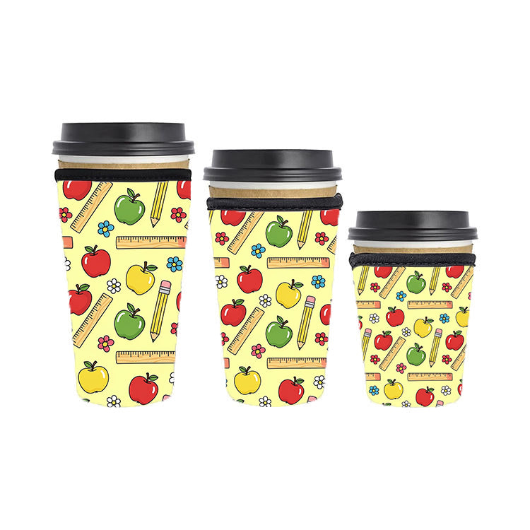 Back to School Teacher Reusable Neoprene Insulator Soda Tea Iced Hot Coffee Cup Drink Sleeve