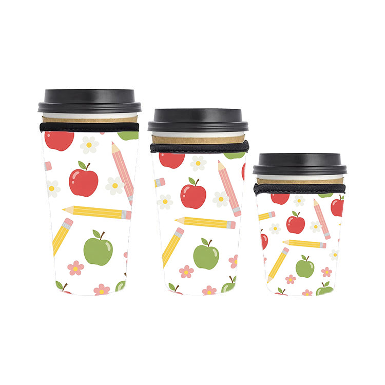 Back to School Teacher Reusable Neoprene Insulator Soda Tea Iced Hot Coffee Cup Drink Sleeve