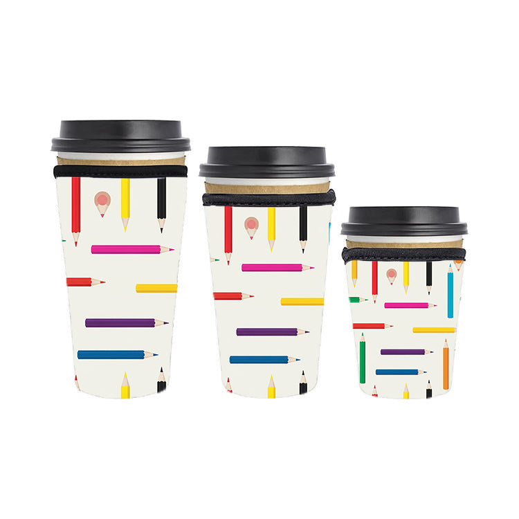 Back to School Teacher Reusable Neoprene Insulator Soda Tea Iced Hot Coffee Cup Drink Sleeve