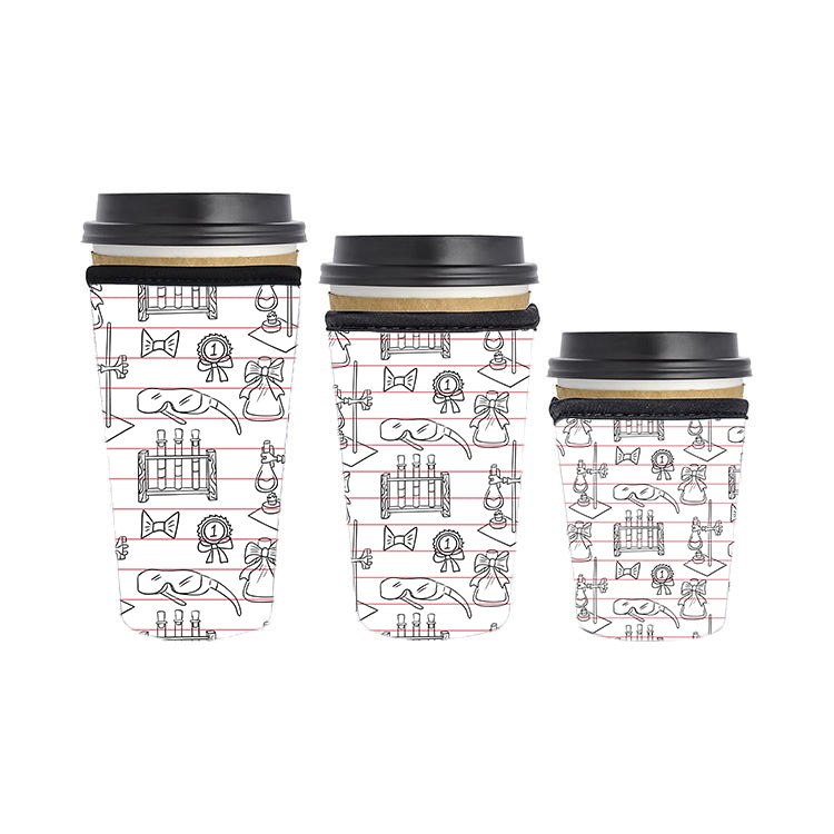 Back to School Teacher Reusable Neoprene Insulator Soda Tea Iced Hot Coffee Cup Drink Sleeve