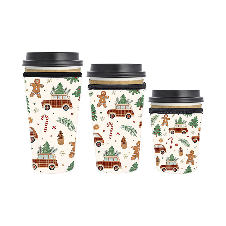 Christmas Reusable Neoprene Insulator Soda Tea Iced Hot Coffee Cup Drink Sleeve