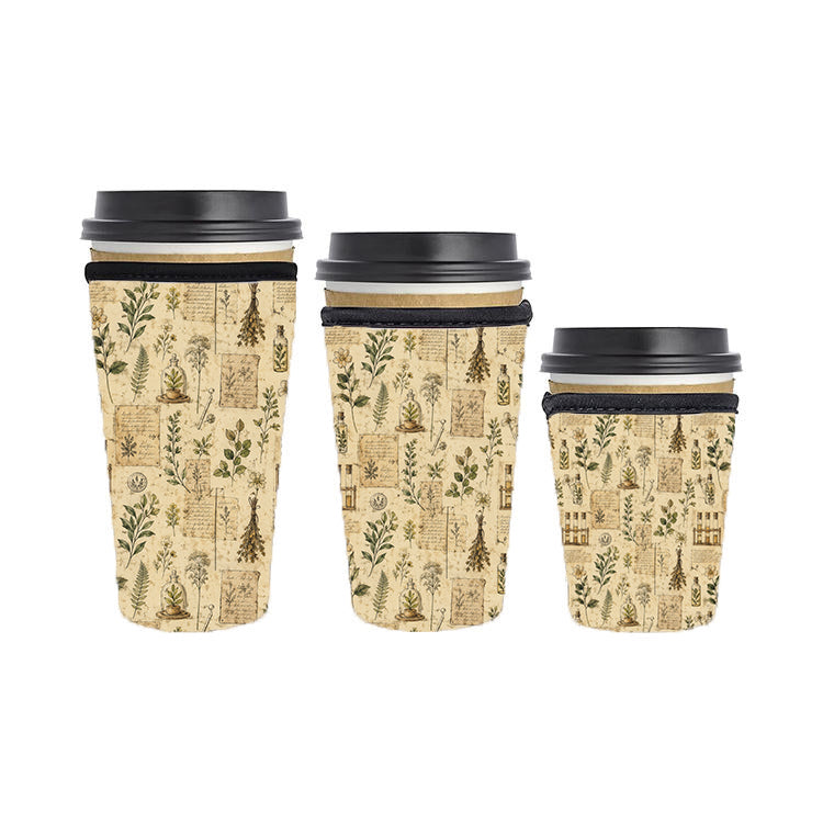 Botanical Reusable Neoprene Insulator Soda Tea Iced Hot Coffee Cup Drink Sleeve