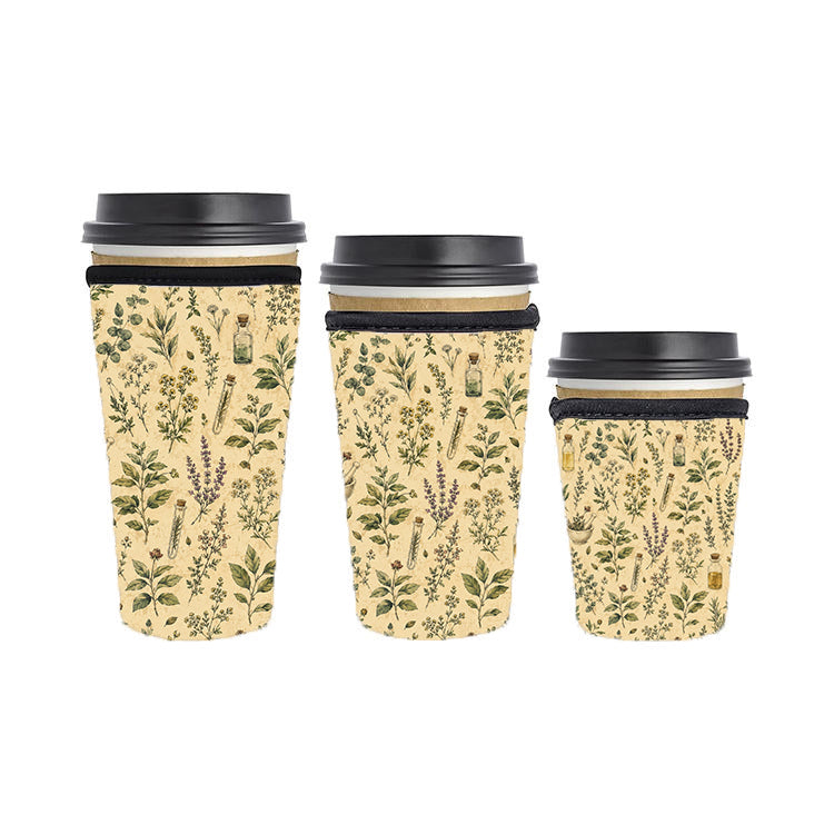 Botanical Reusable Neoprene Insulator Soda Tea Iced Hot Coffee Cup Drink Sleeve
