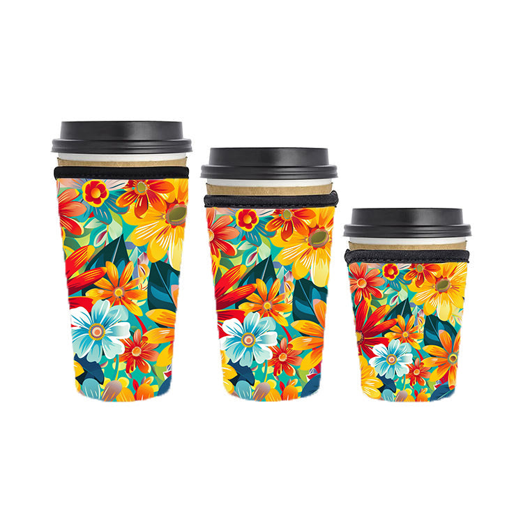 Botanical Reusable Neoprene Insulator Soda Tea Iced Hot Coffee Cup Drink Sleeve