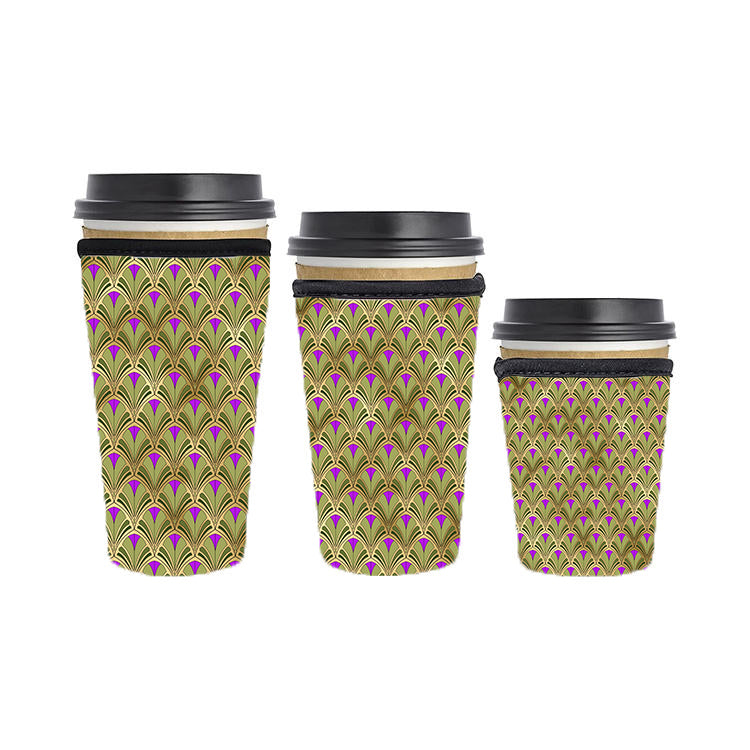 Art Deco Reusable Neoprene Insulator Soda Tea Iced Hot Coffee Cup Drink Sleeve