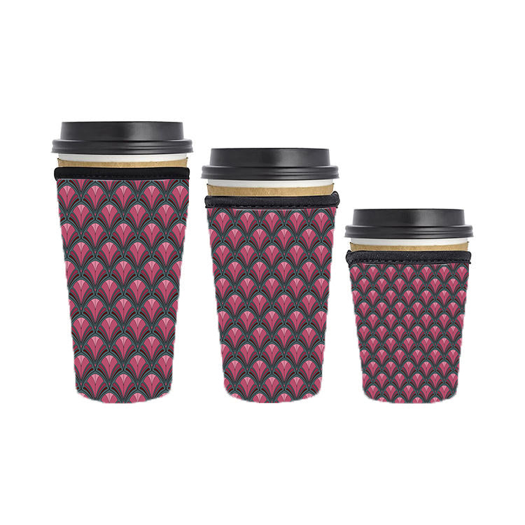 Art Deco Reusable Neoprene Insulator Soda Tea Iced Hot Coffee Cup Drink Sleeve