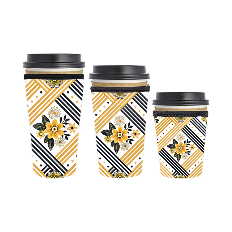 Art Deco Reusable Neoprene Insulator Soda Tea Iced Hot Coffee Cup Drink Sleeve