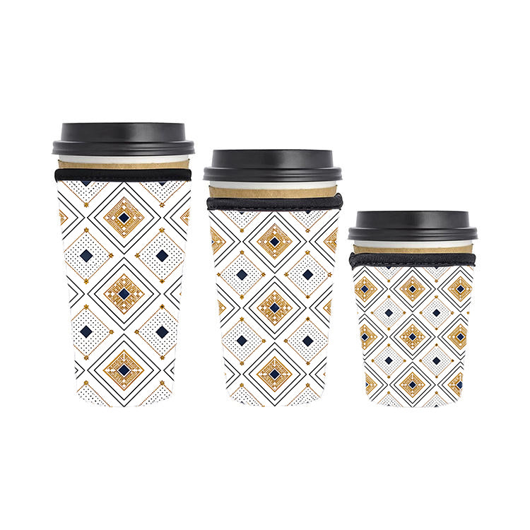 Art Deco Reusable Neoprene Insulator Soda Tea Iced Hot Coffee Cup Drink Sleeve