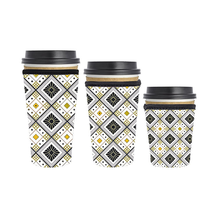 Art Deco Reusable Neoprene Insulator Soda Tea Iced Hot Coffee Cup Drink Sleeve