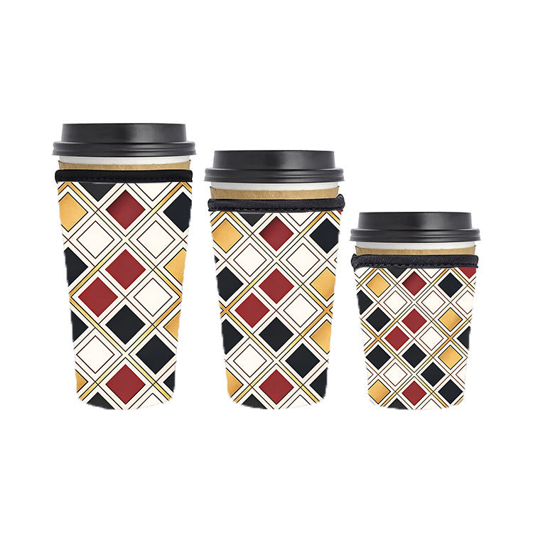 Art Deco Reusable Neoprene Insulator Soda Tea Iced Hot Coffee Cup Drink Sleeve
