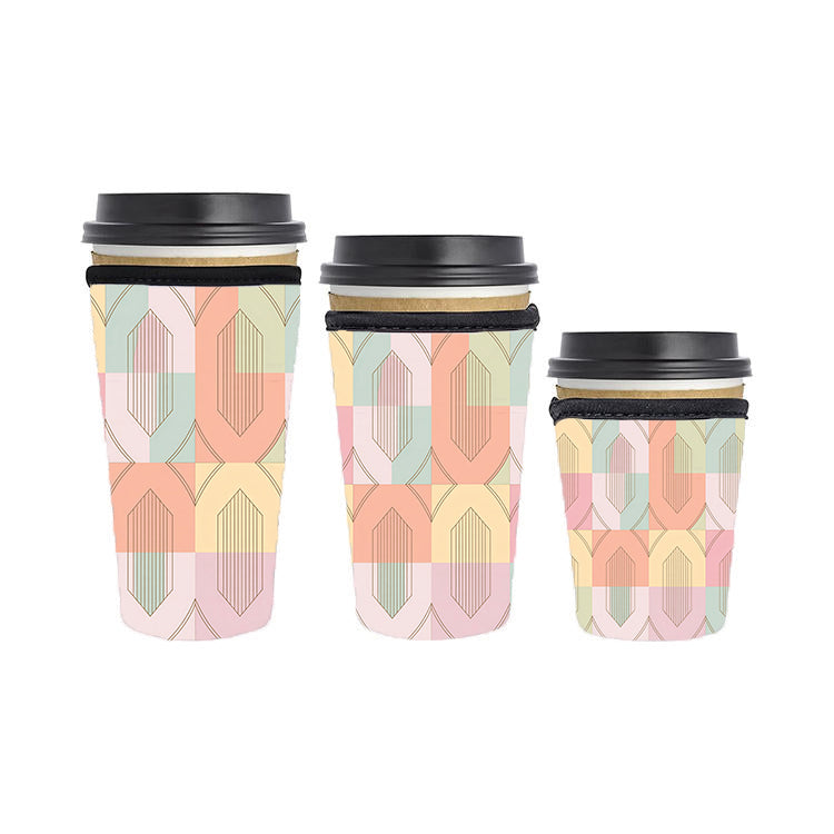 Art Deco Reusable Neoprene Insulator Soda Tea Iced Hot Coffee Cup Drink Sleeve