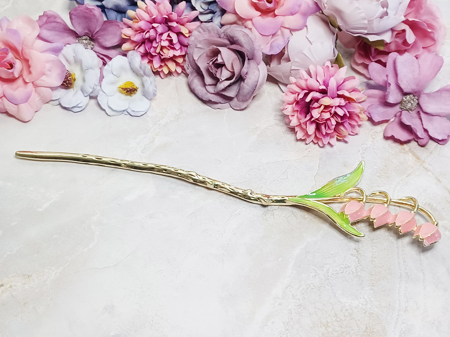 Lily of the Valley Hair Stick - 7" Retro Bun Holder