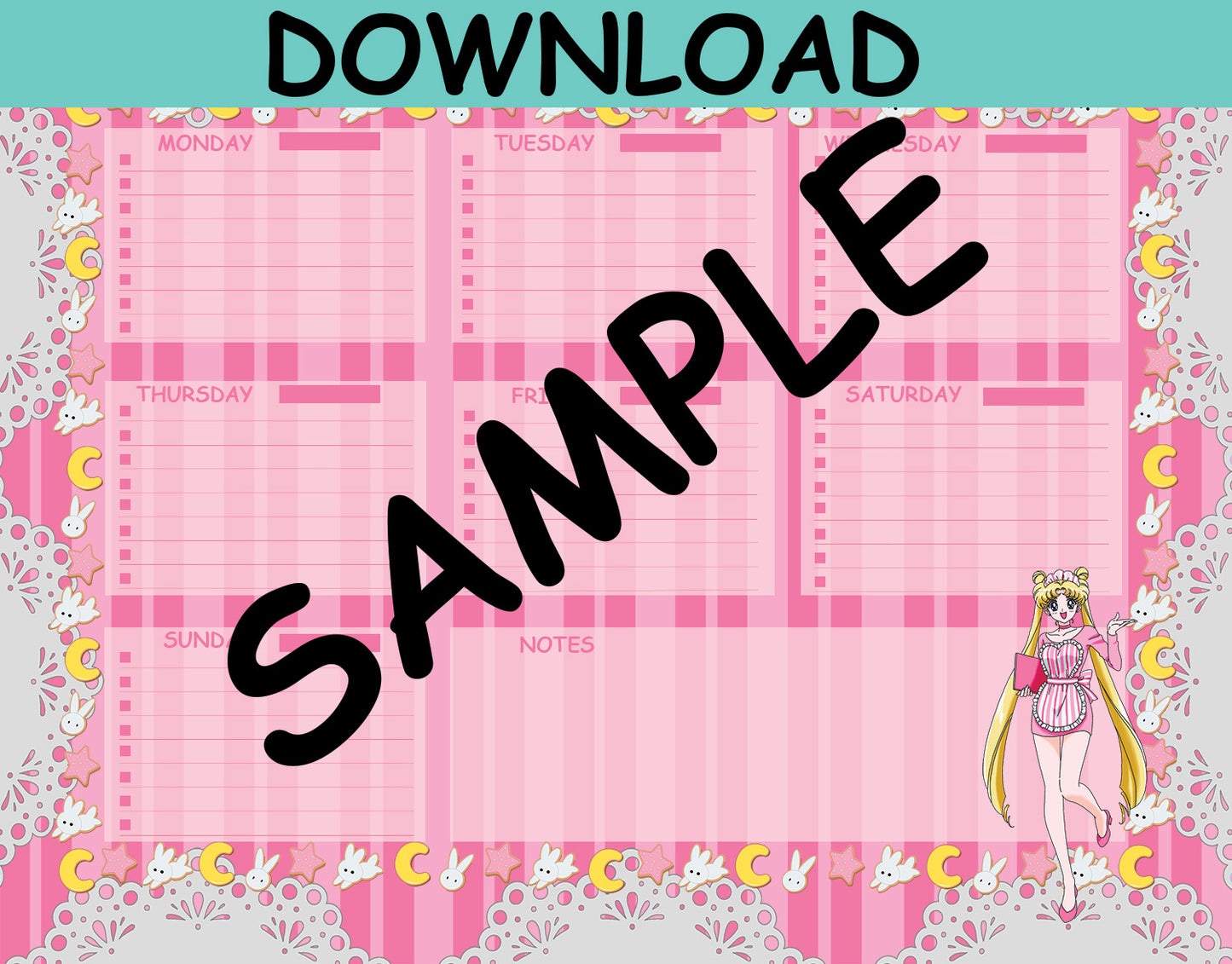 Sailor Moon Usagi Cafe Weekly Planner {DOWNLOAD} FREE LIMITED TIME!