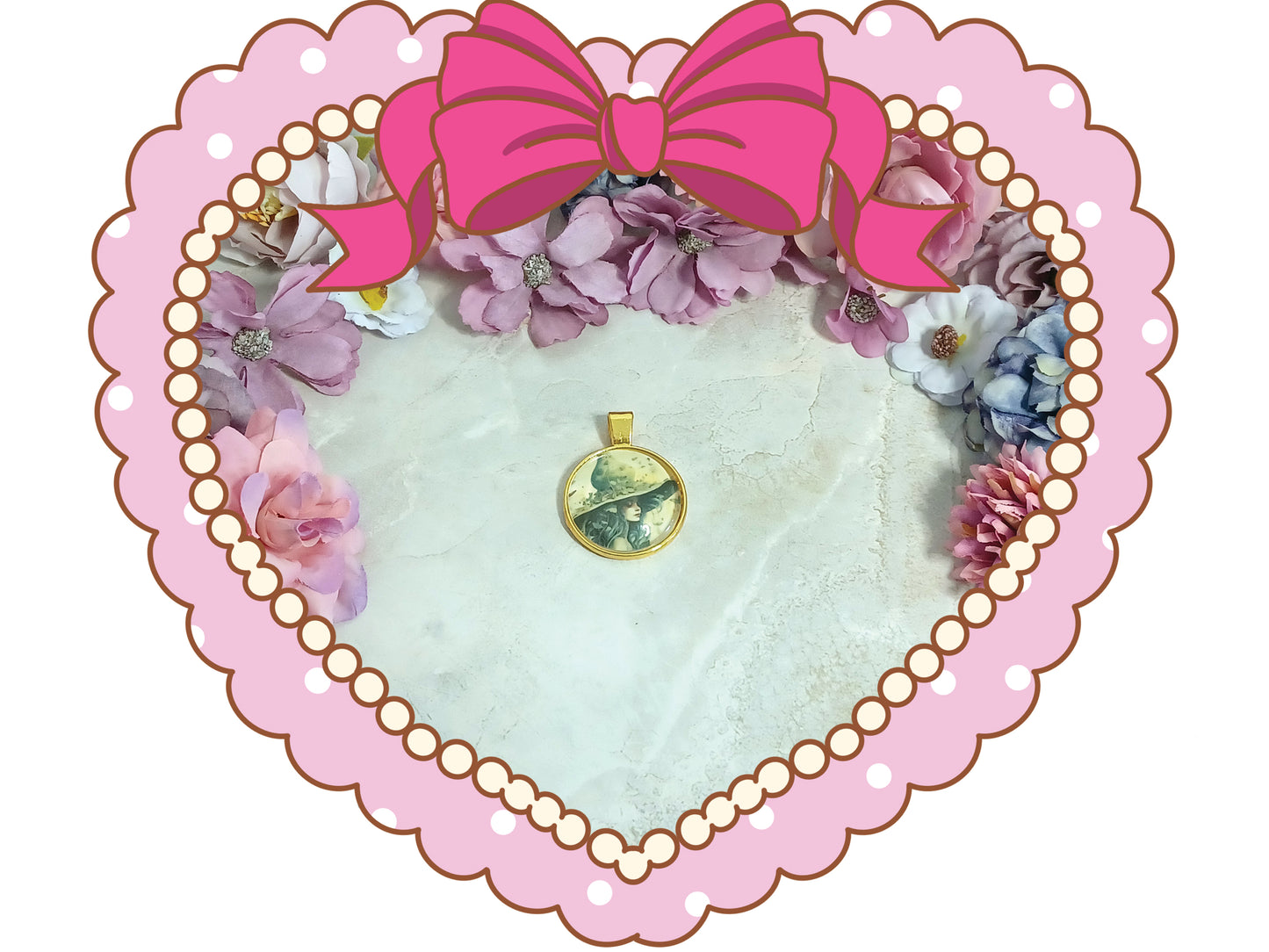 Watercolor Witch Pendant - Design 5