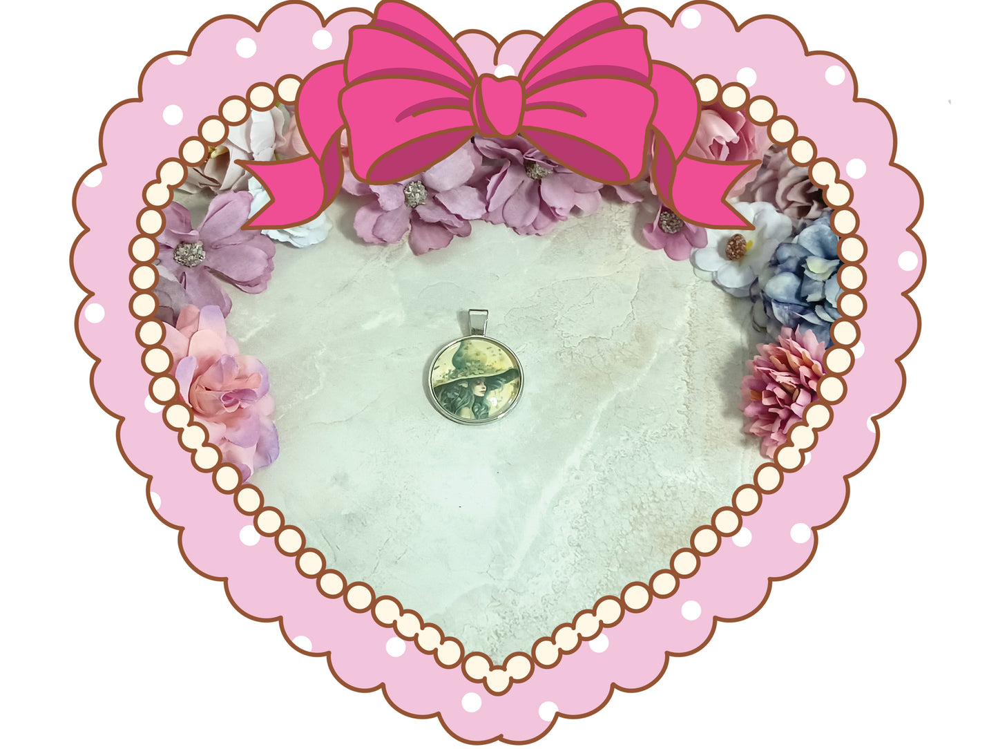 Watercolor Witch Pendant - Design 5