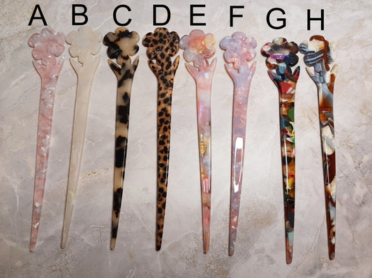 Vintage Style Flower Hair Stick, Retro Bun Holder (7")