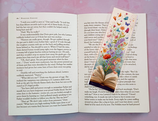 Books Flowers Butterflies Floral Bookmark Novel Book