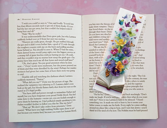 Books Flowers Butterflies Floral Bookmark Novel Book