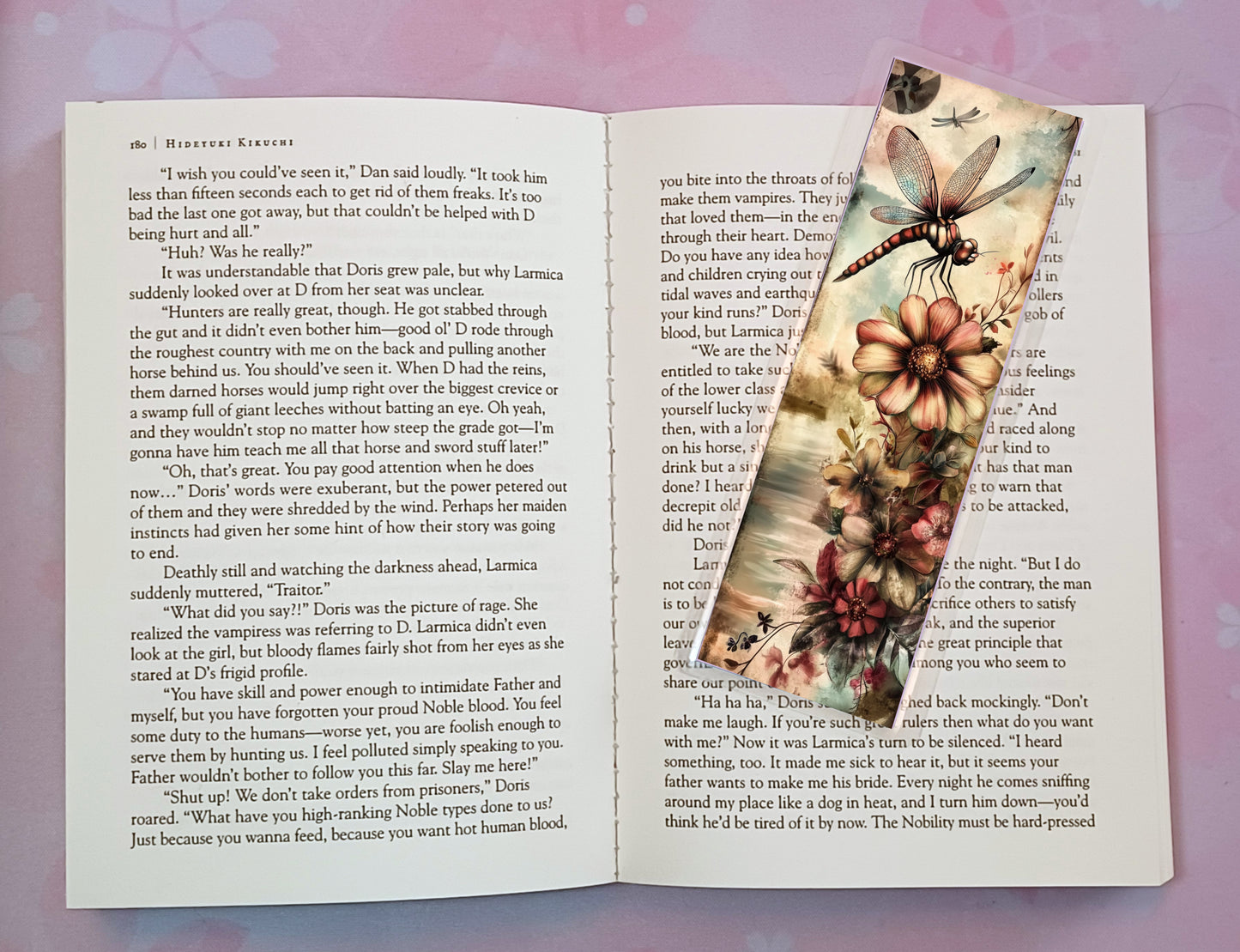 Dragonfly Flowers Bookmark Novel Book