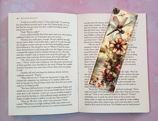 Dragonfly Flowers Bookmark Novel Book