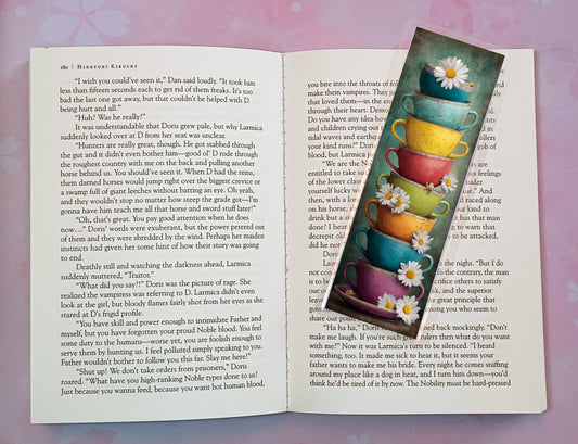 Daisy Tea Cups Bookmark Novel Book 4 DESIGNS