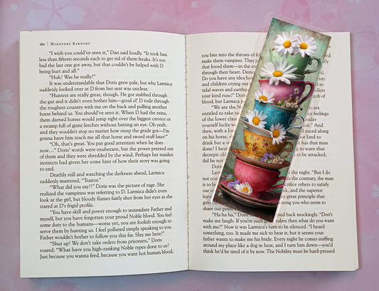 Daisy Tea Cups Bookmark Novel Book 4 DESIGNS