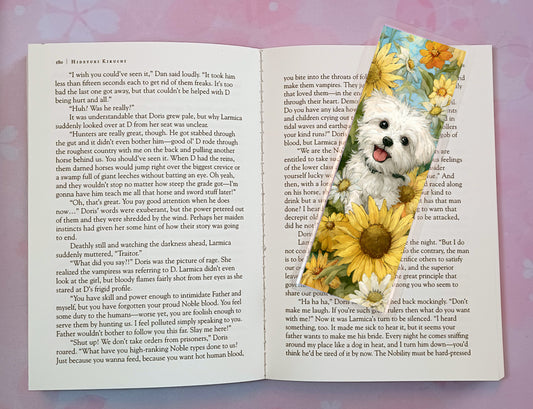 Maltese Dog Sunflower Sunflowers Bookmark Novel Book 4 DESIGNS