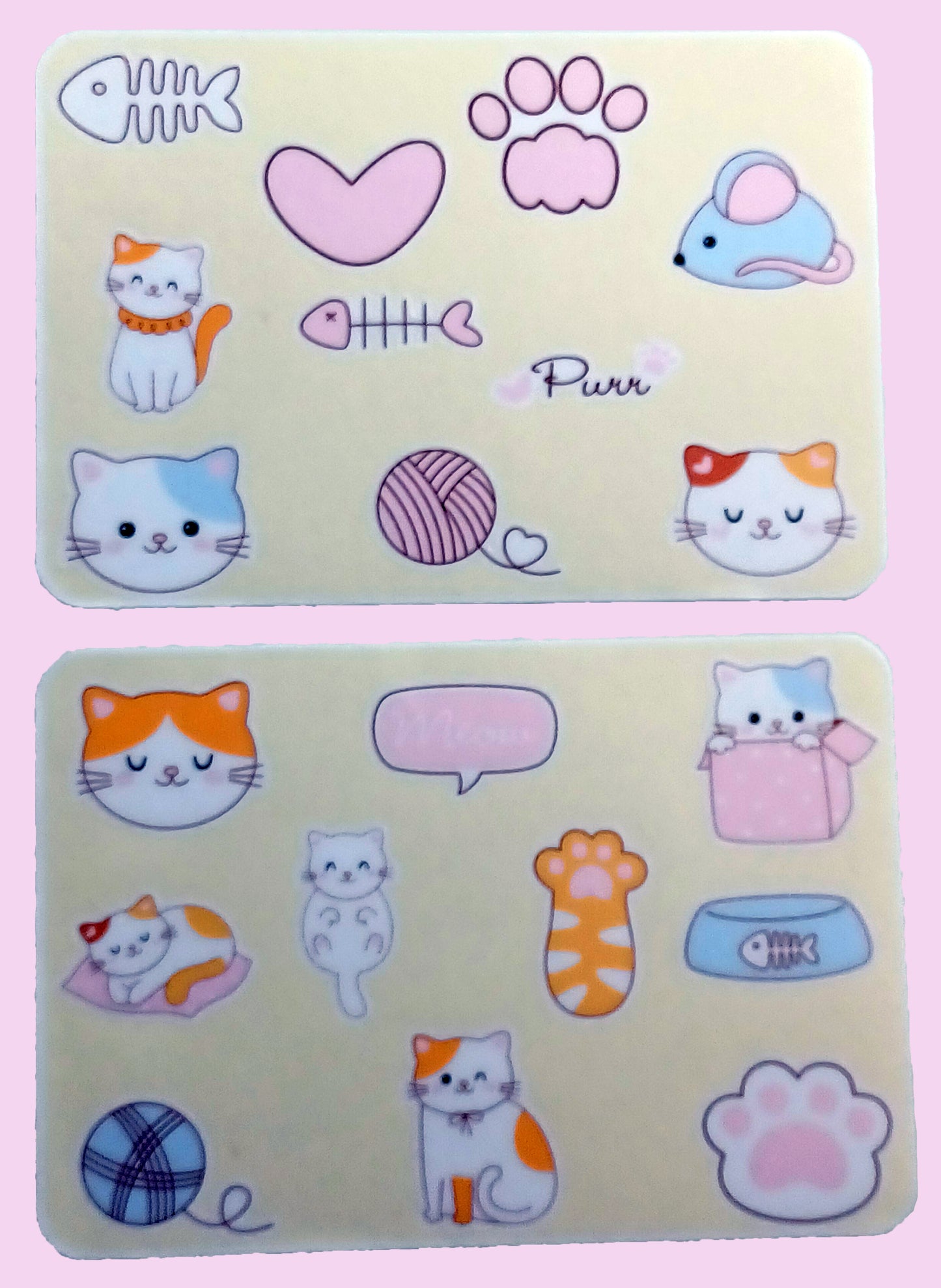 Cats and Toys Sticker Sheet 5.5" x 6.5"