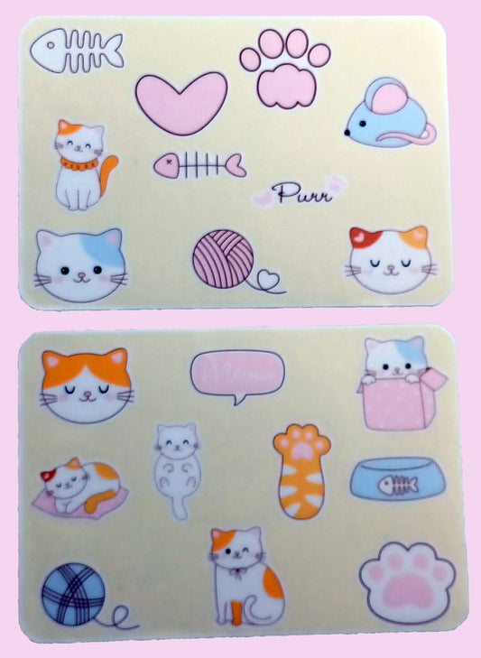 Cats and Toys Sticker Sheet 5.5" x 6.5"