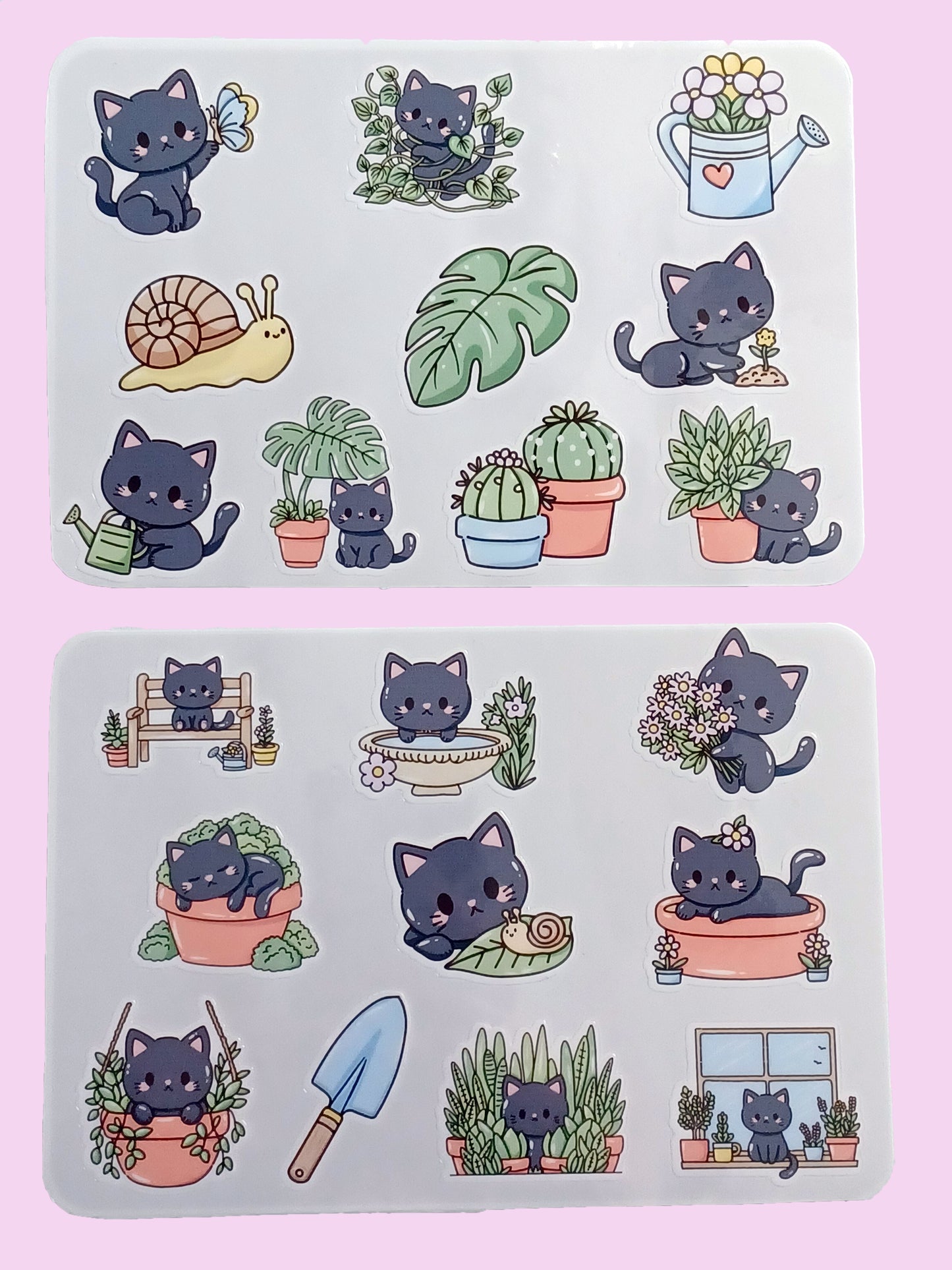 Black Cat Gardening Sticker Sheet 5.5" x 6.5"