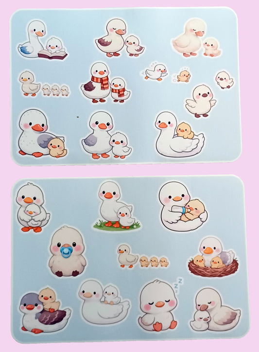 Mother and Baby Duck Sticker Sheet 5.5" x 6.5"