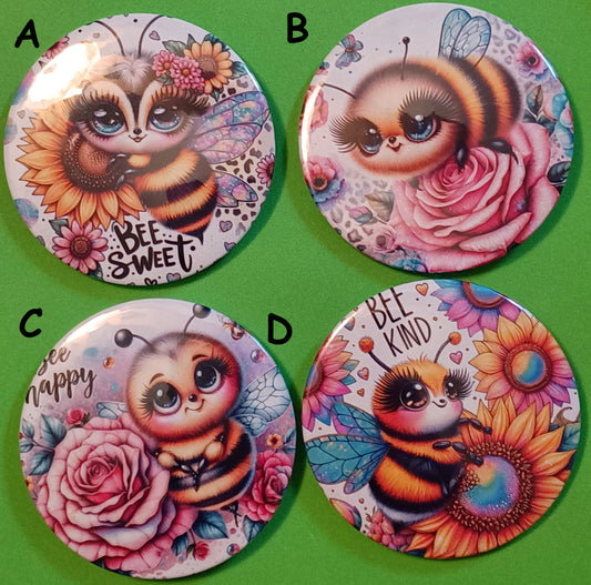 Bumble Bees Pin Back Buttons 2.25"