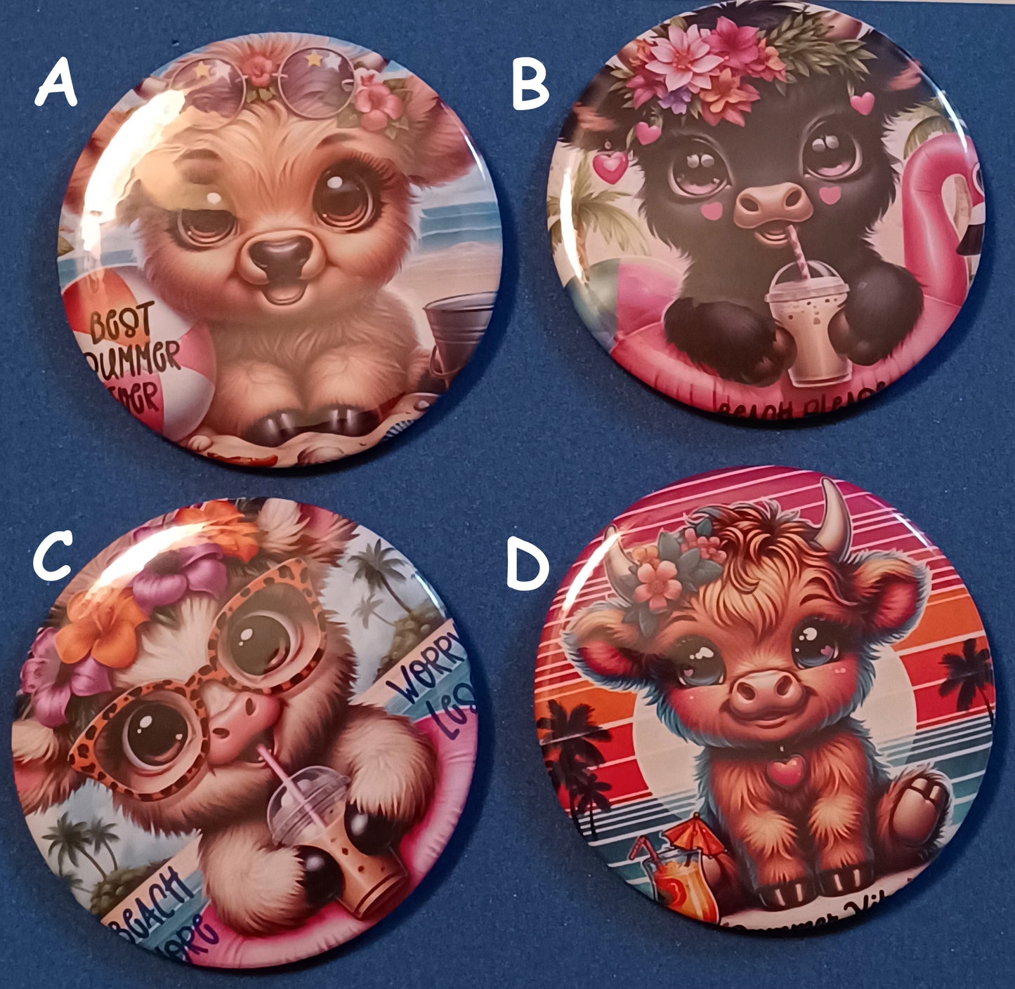 Highland Cows Pin Back Buttons 2.25"