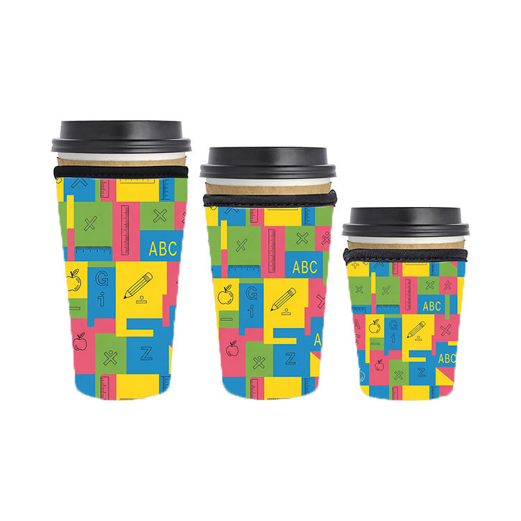 Back to School Teacher Reusable Neoprene Insulator Soda Tea Iced Hot Coffee Cup Drink Sleeve
