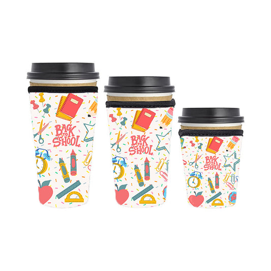 Back to School Teacher Reusable Neoprene Insulator Soda Tea Iced Hot Coffee Cup Drink Sleeve