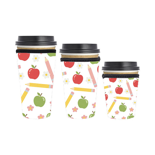 Back to School Teacher Reusable Neoprene Insulator Soda Tea Iced Hot Coffee Cup Drink Sleeve