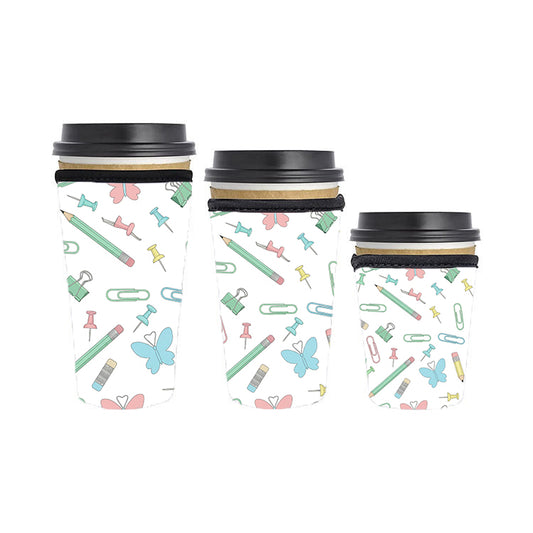 Back to School Teacher Reusable Neoprene Insulator Soda Tea Iced Hot Coffee Cup Drink Sleeve