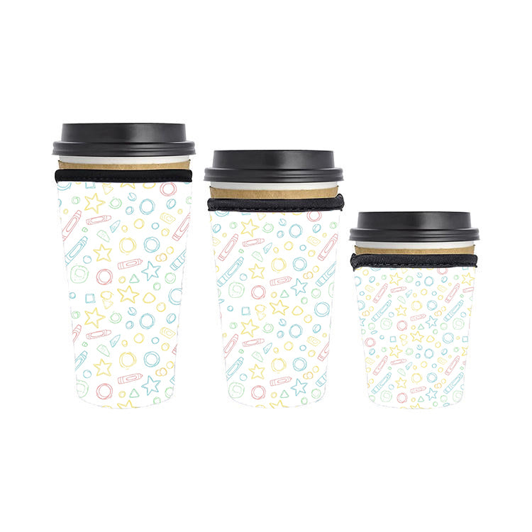 Back to School Teacher Reusable Neoprene Insulator Soda Tea Iced Hot Coffee Cup Drink Sleeve