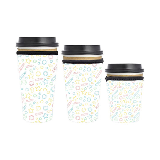 Back to School Teacher Reusable Neoprene Insulator Soda Tea Iced Hot Coffee Cup Drink Sleeve