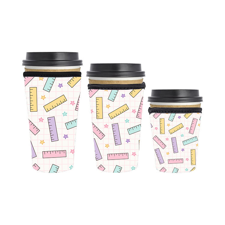 Back to School Teacher Reusable Neoprene Insulator Soda Tea Iced Hot Coffee Cup Drink Sleeve
