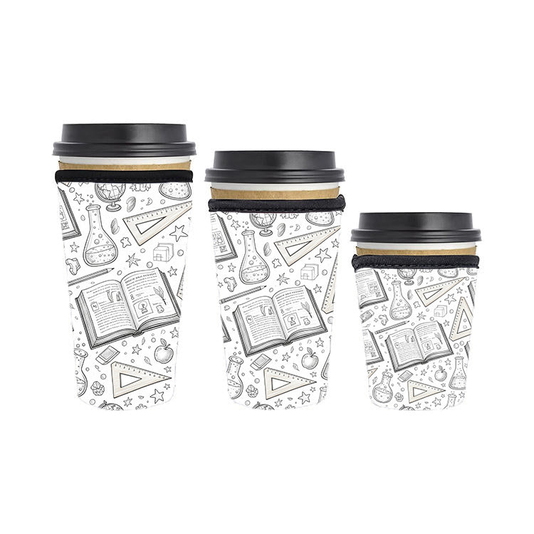 Back to School Teacher Reusable Neoprene Insulator Soda Tea Iced Hot Coffee Cup Drink Sleeve