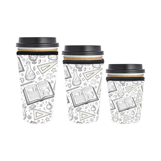Back to School Teacher Reusable Neoprene Insulator Soda Tea Iced Hot Coffee Cup Drink Sleeve