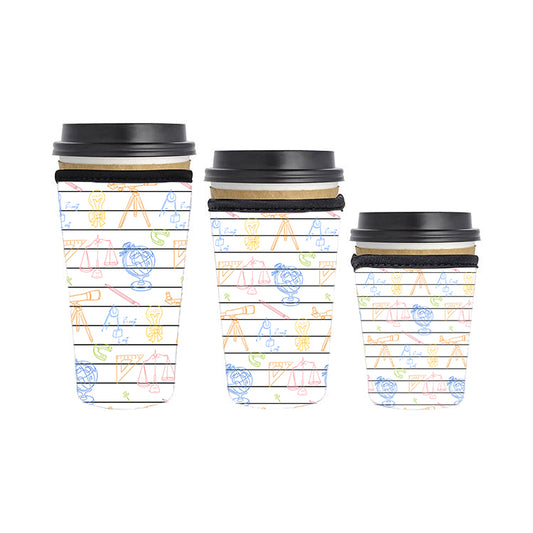 Back to School Teacher Reusable Neoprene Insulator Soda Tea Iced Hot Coffee Cup Drink Sleeve