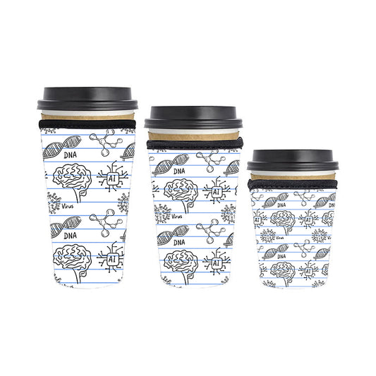 Back to School Teacher Reusable Neoprene Insulator Soda Tea Iced Hot Coffee Cup Drink Sleeve