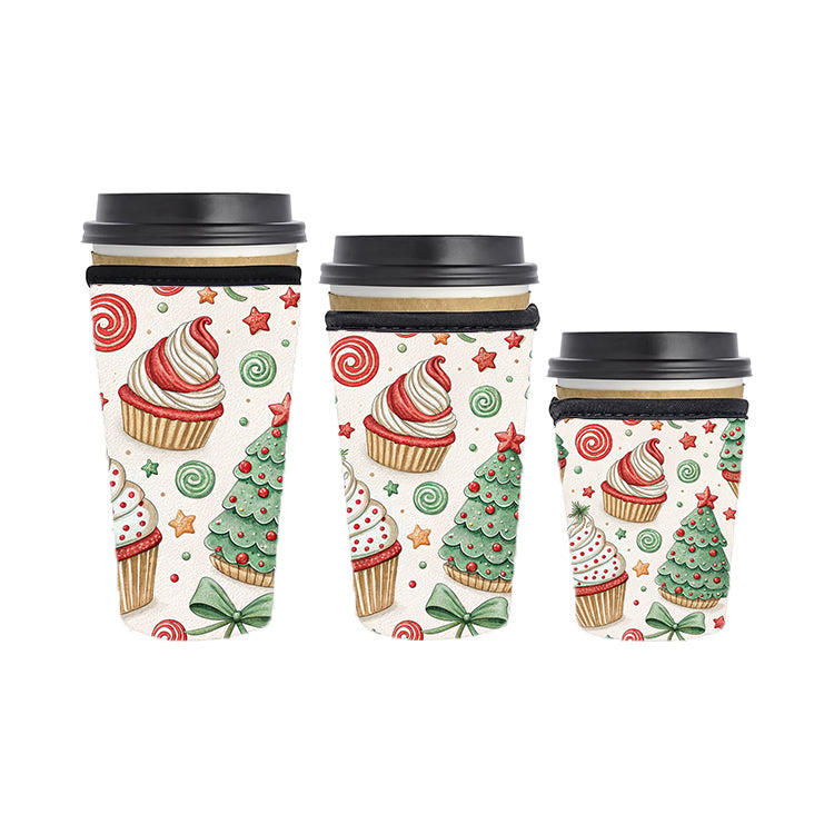 Christmas Reusable Neoprene Insulator Soda Tea Iced Hot Coffee Cup Drink Sleeve