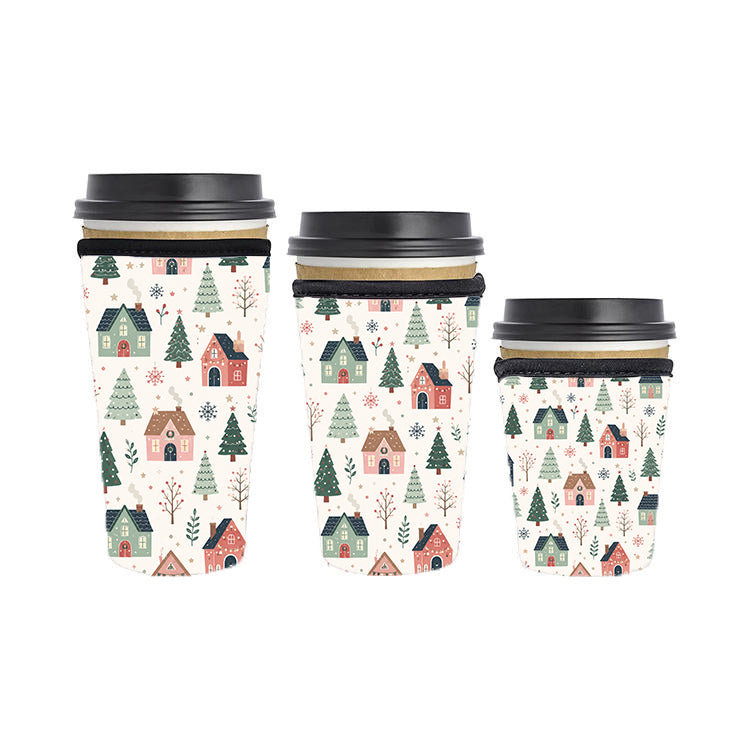 Christmas Reusable Neoprene Insulator Soda Tea Iced Hot Coffee Cup Drink Sleeve